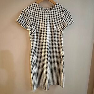 Calvin Klein Classic Black and White Houndstooth Dress